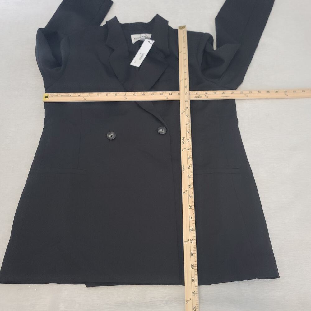 Steve Madden Stella Bocy Blazer Sz Med Black Preppy Dark Feminine Breakfast Club - Picture 7 of 12